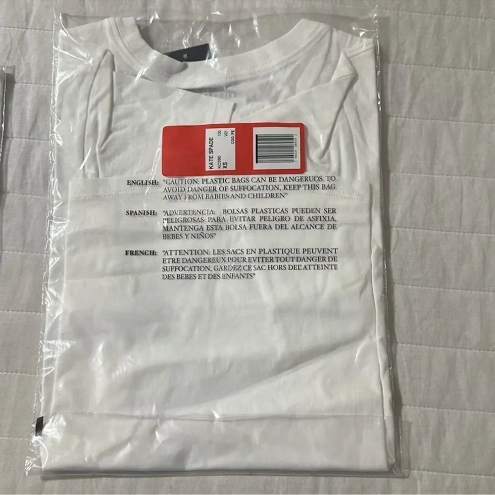 kate spade XS & XL White Watermelon Slice Print Short Sleeve Crew Tee